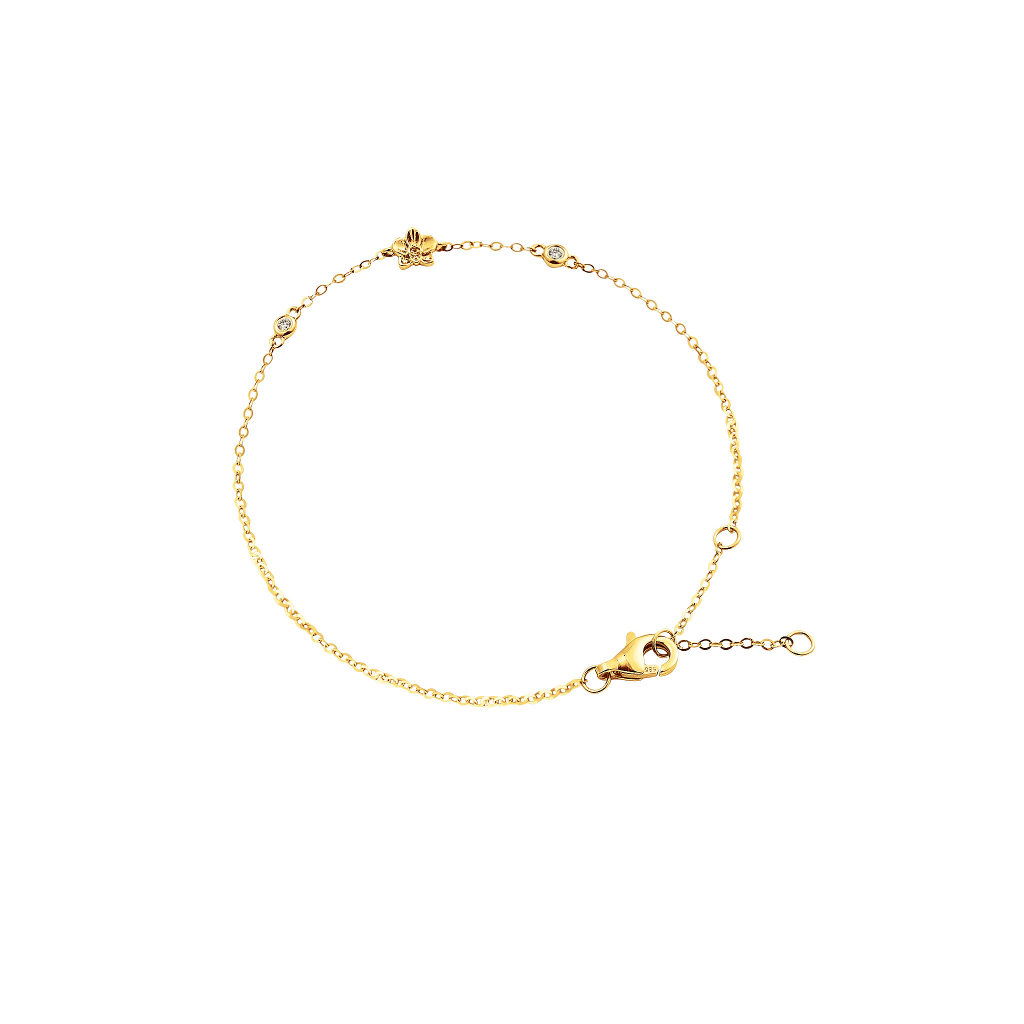 Orchidette · oro amarillo de 14 quilates · pulsera completa
