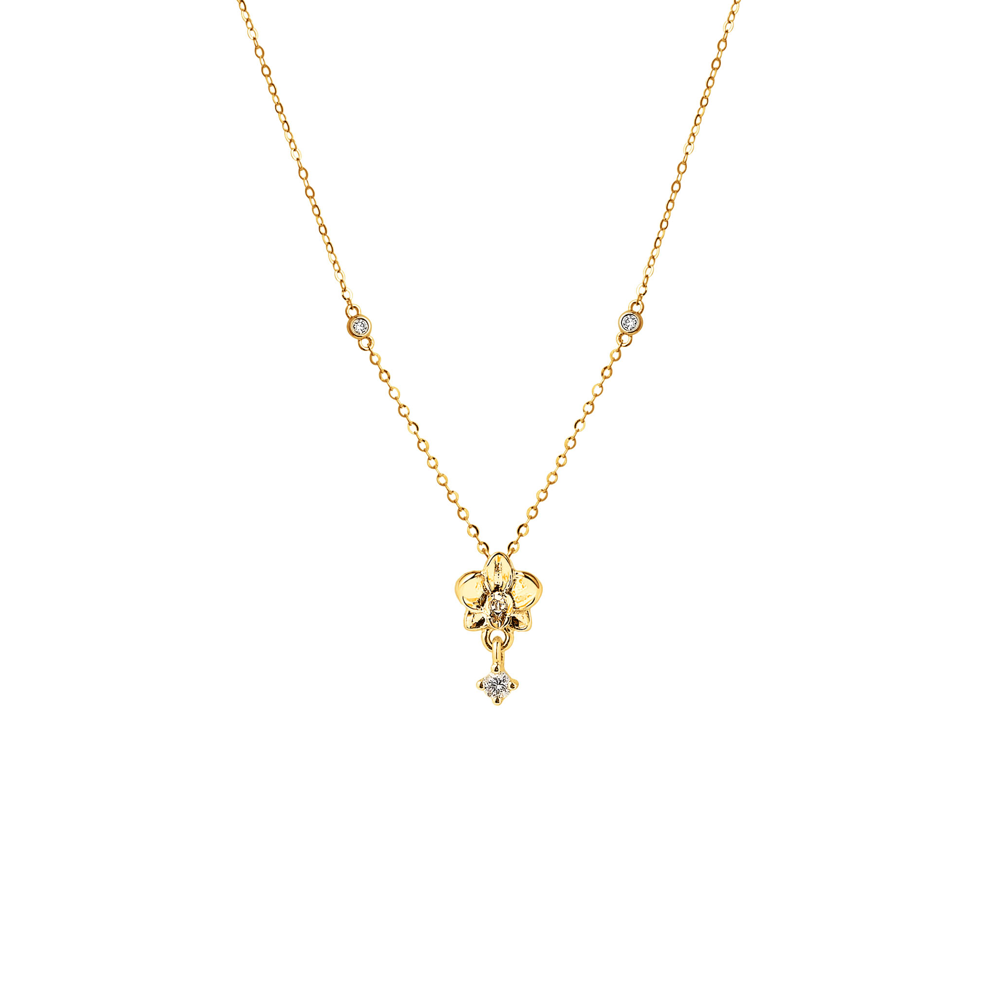 Orchidette · 14金イエローゴールド · ネックレスの細部