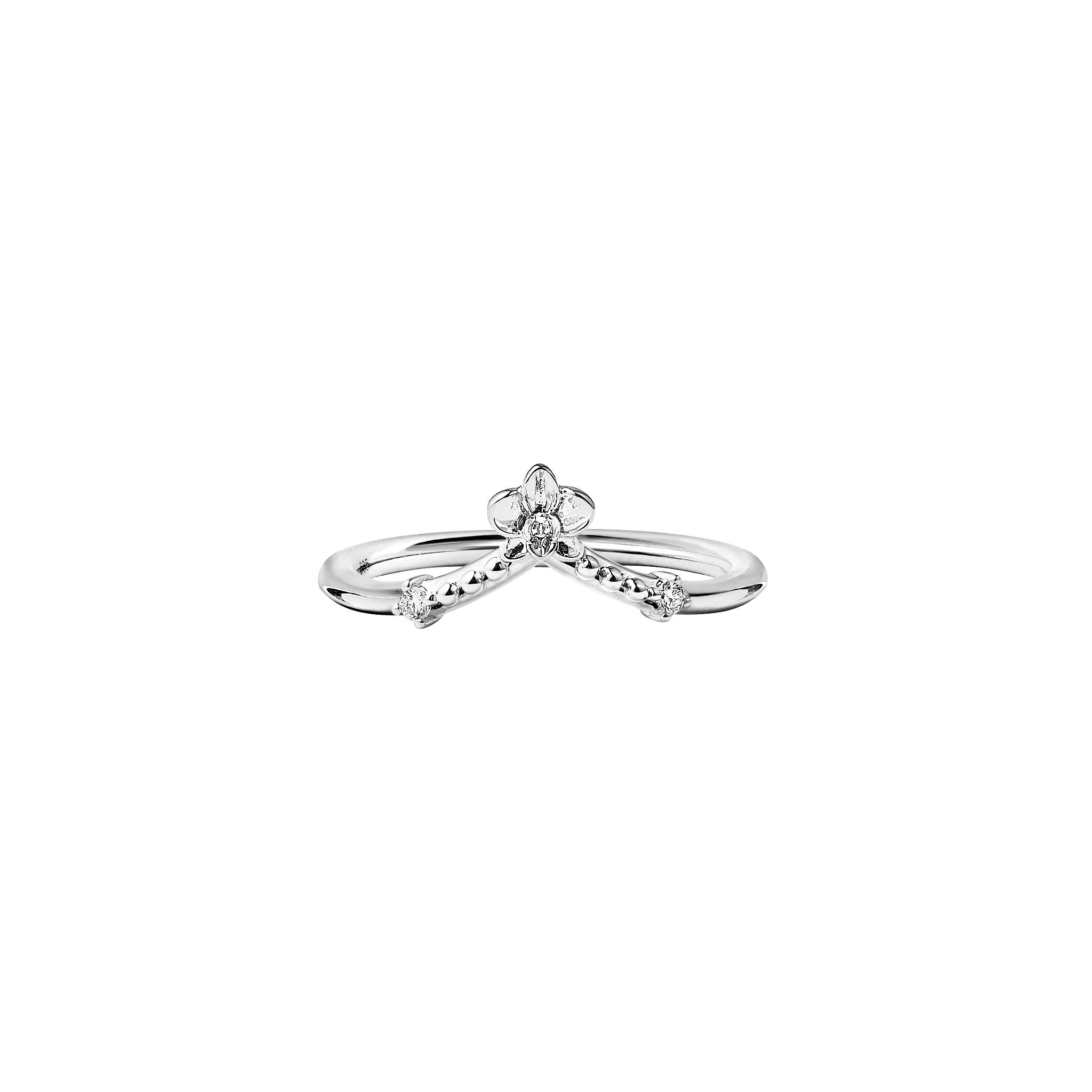 Orchidette Tiara Ring · 14K 화이트 골드 · 링 정면