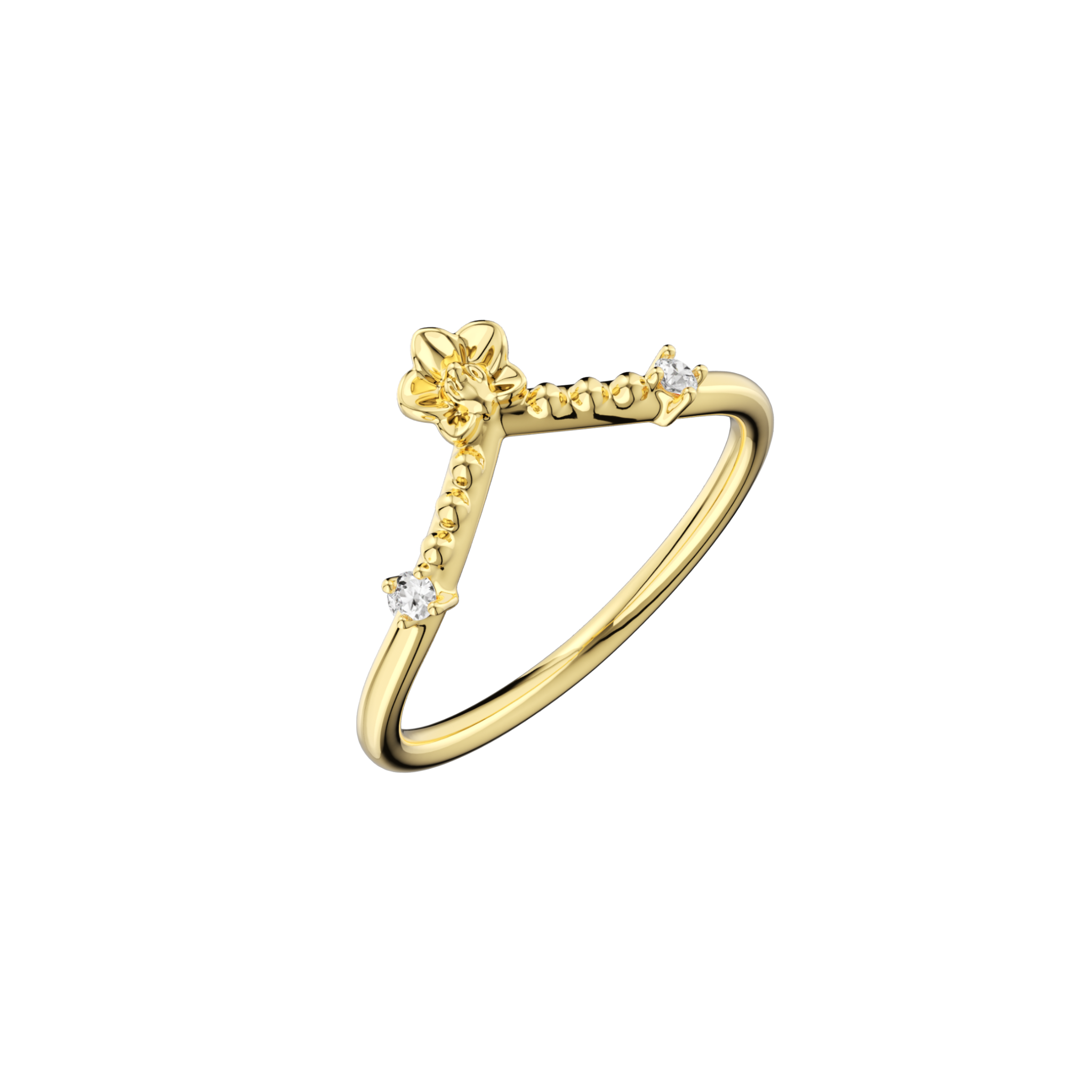 Orchidette Tiara Ring · 14K 옐로 골드 · 링 사선