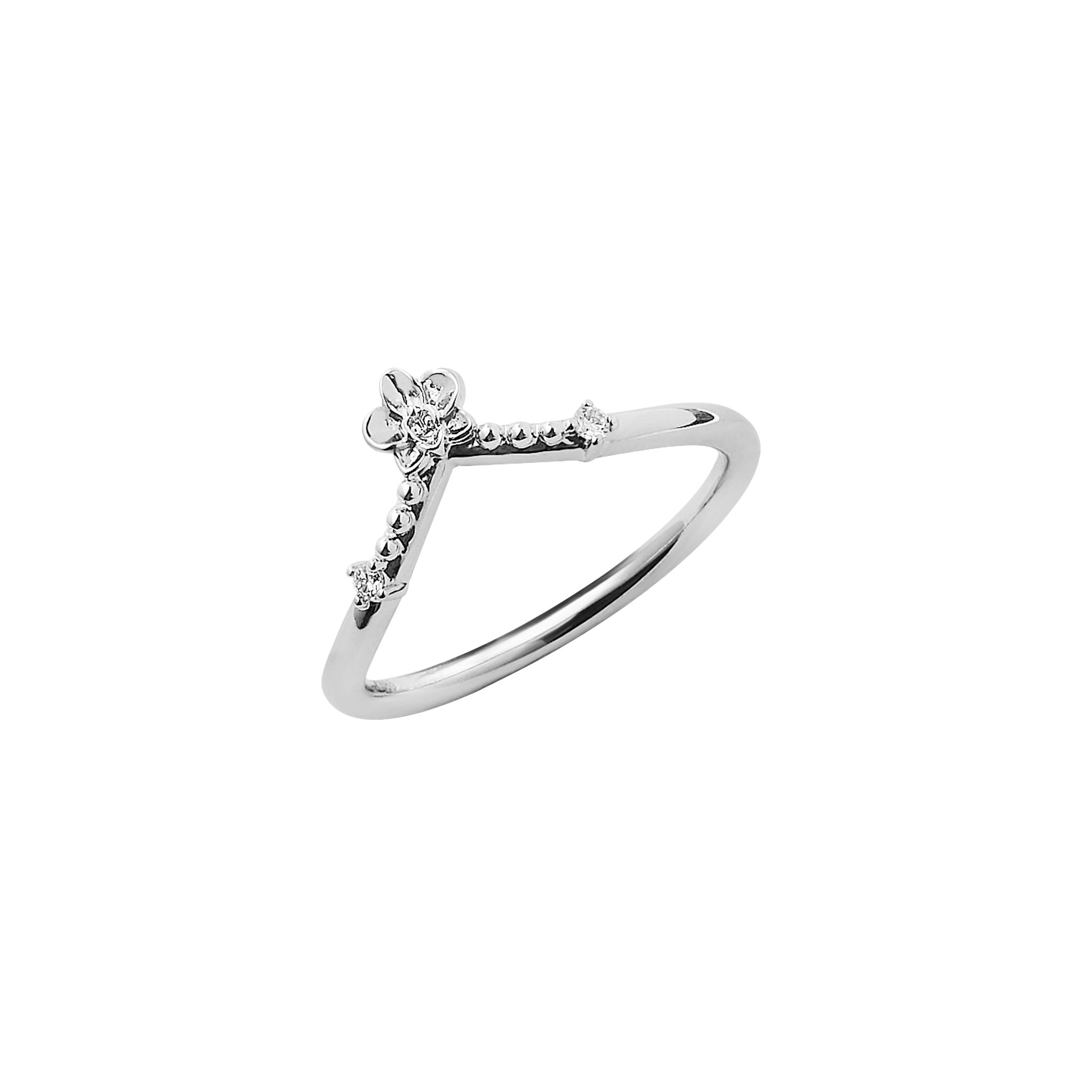 Orchidette Tiara Ring · 14K 화이트 골드 · 링 사선