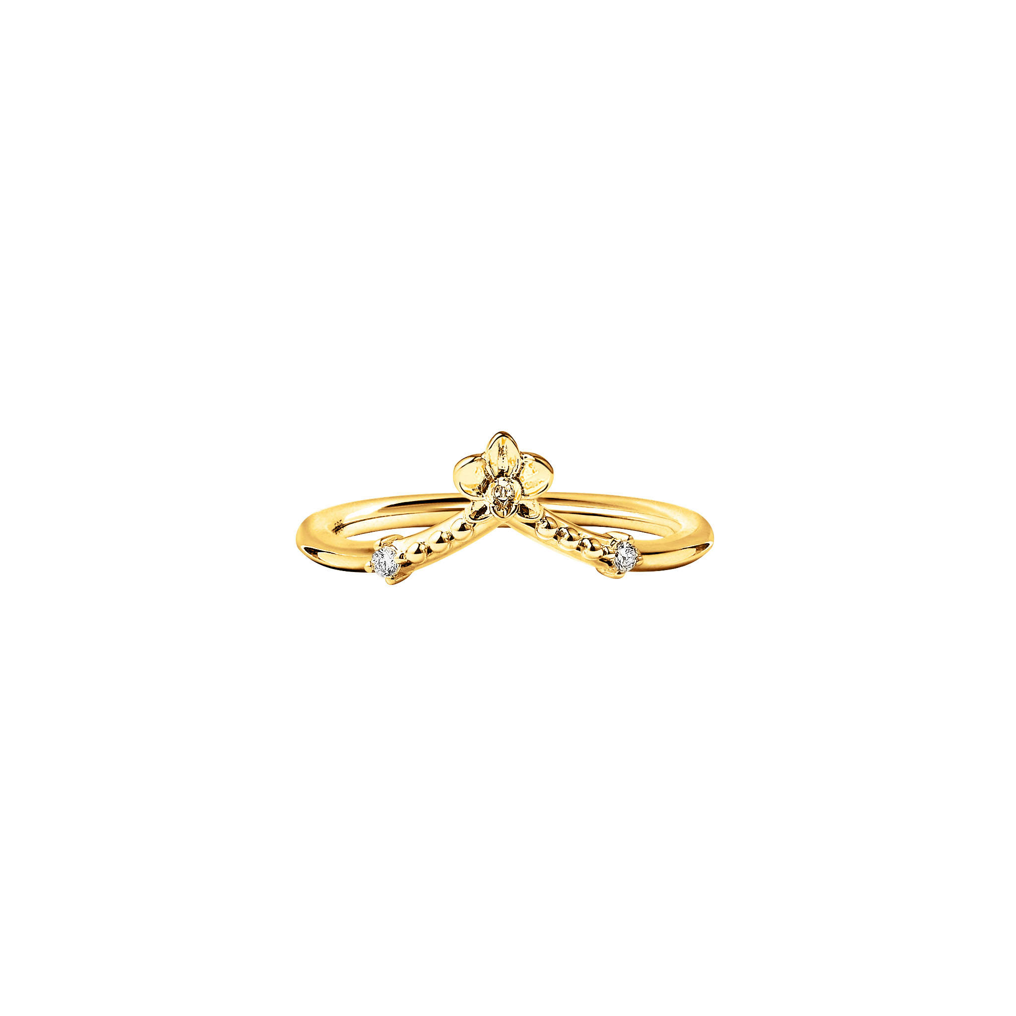 Orchidette Tiara Ring · 14K 옐로 골드 · 링 정면