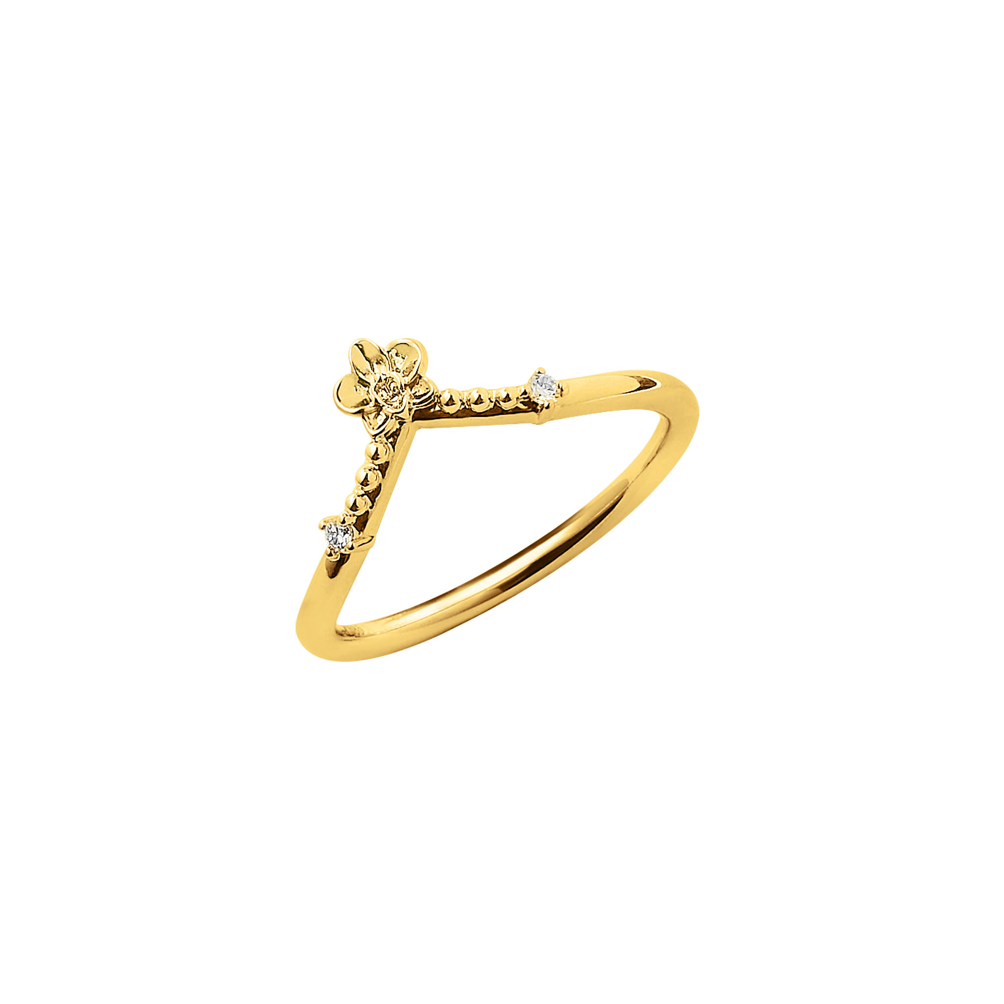 Orchidette Tiara Ring · 14K 옐로 골드 · 링 사선