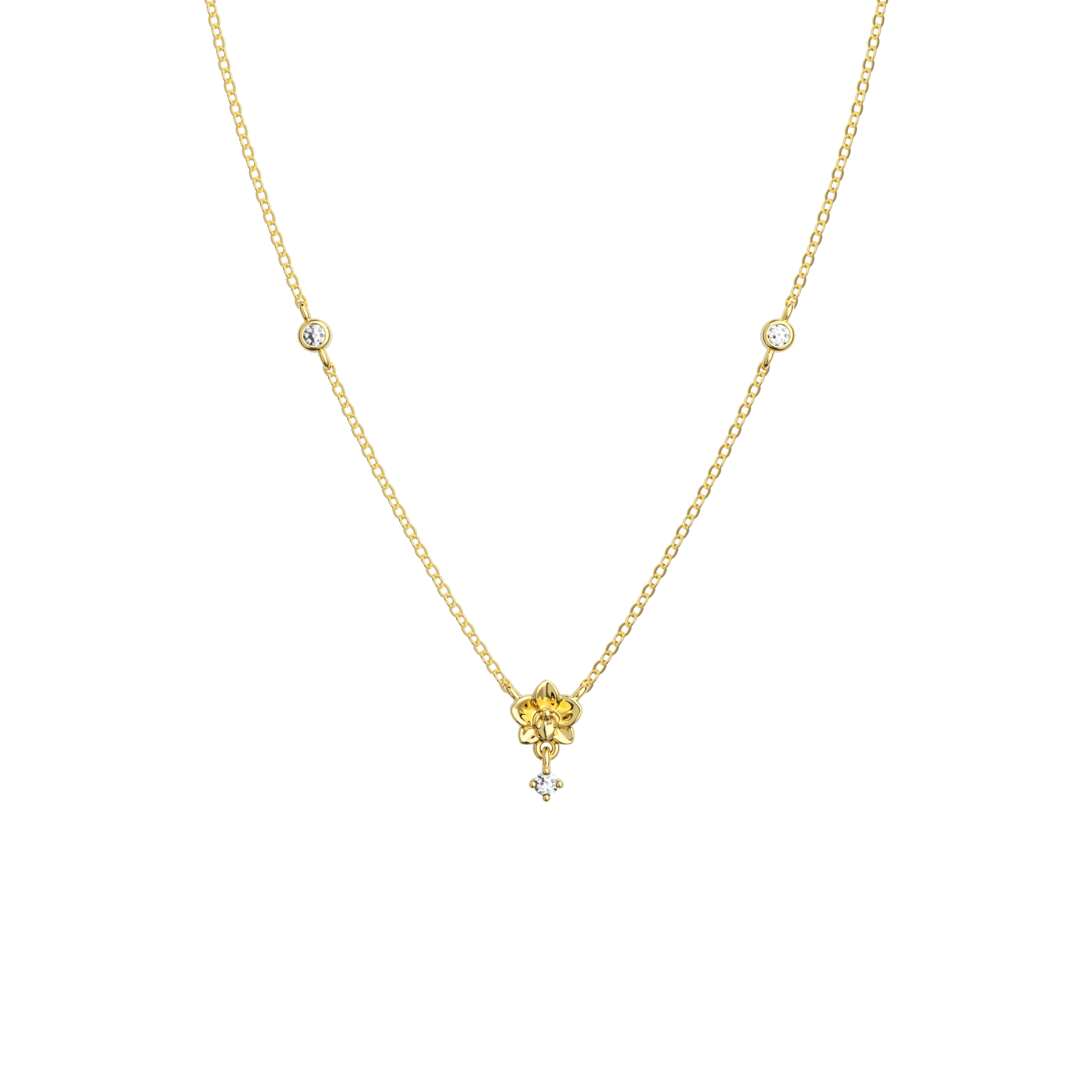Orchidette · 14K yellow gold · necklace detail