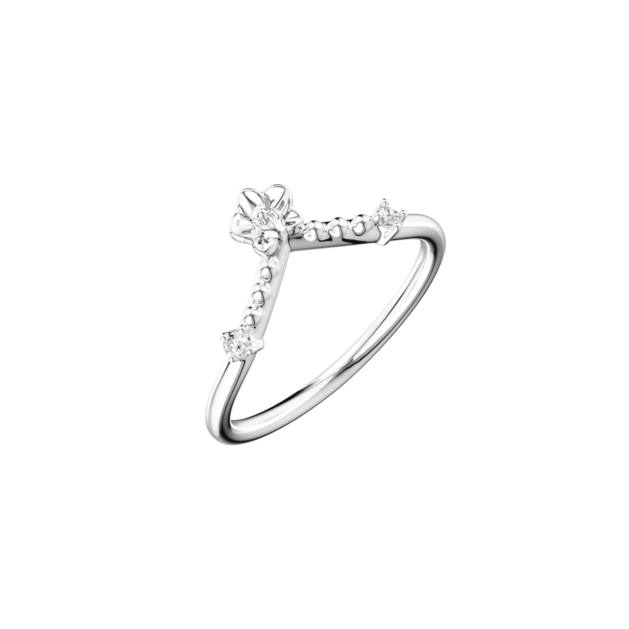 Orchidette Tiara Ring · 14K 화이트 골드 · 링 사선