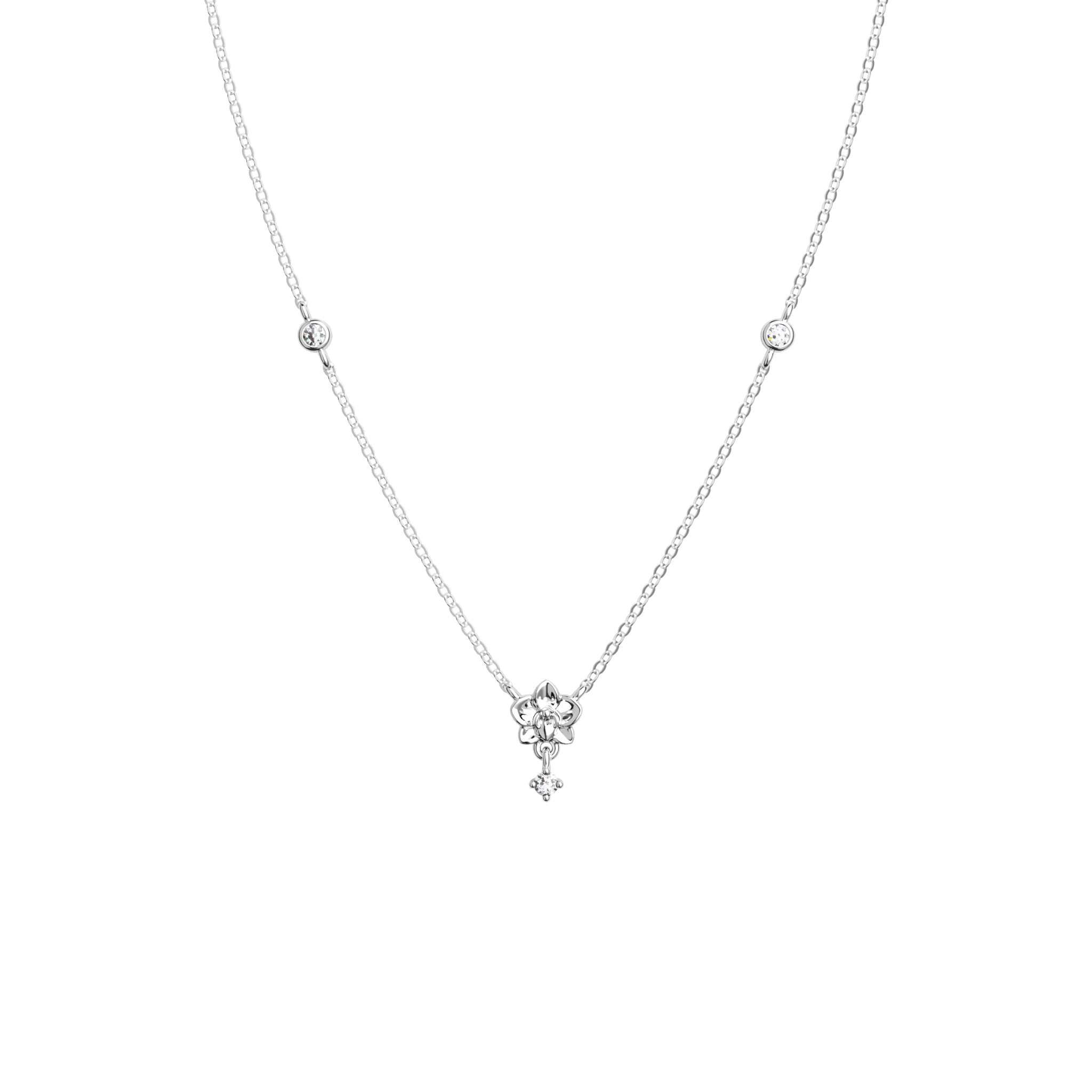 Orchidette · 14K white gold · necklace detail