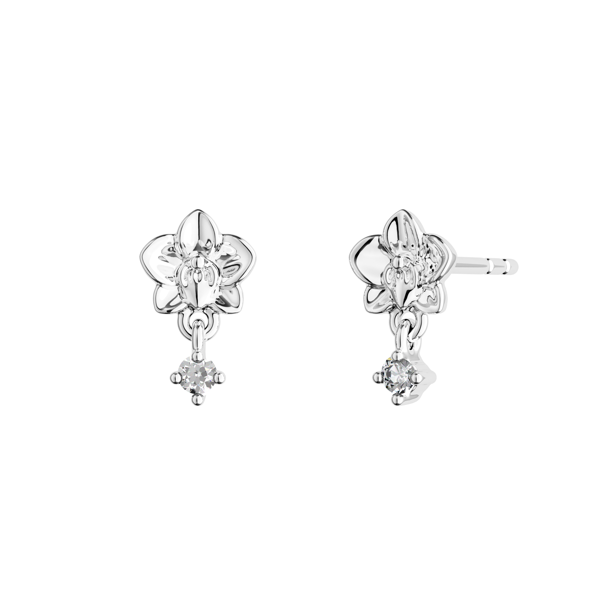 Orchidette · 14K white gold · earring detail