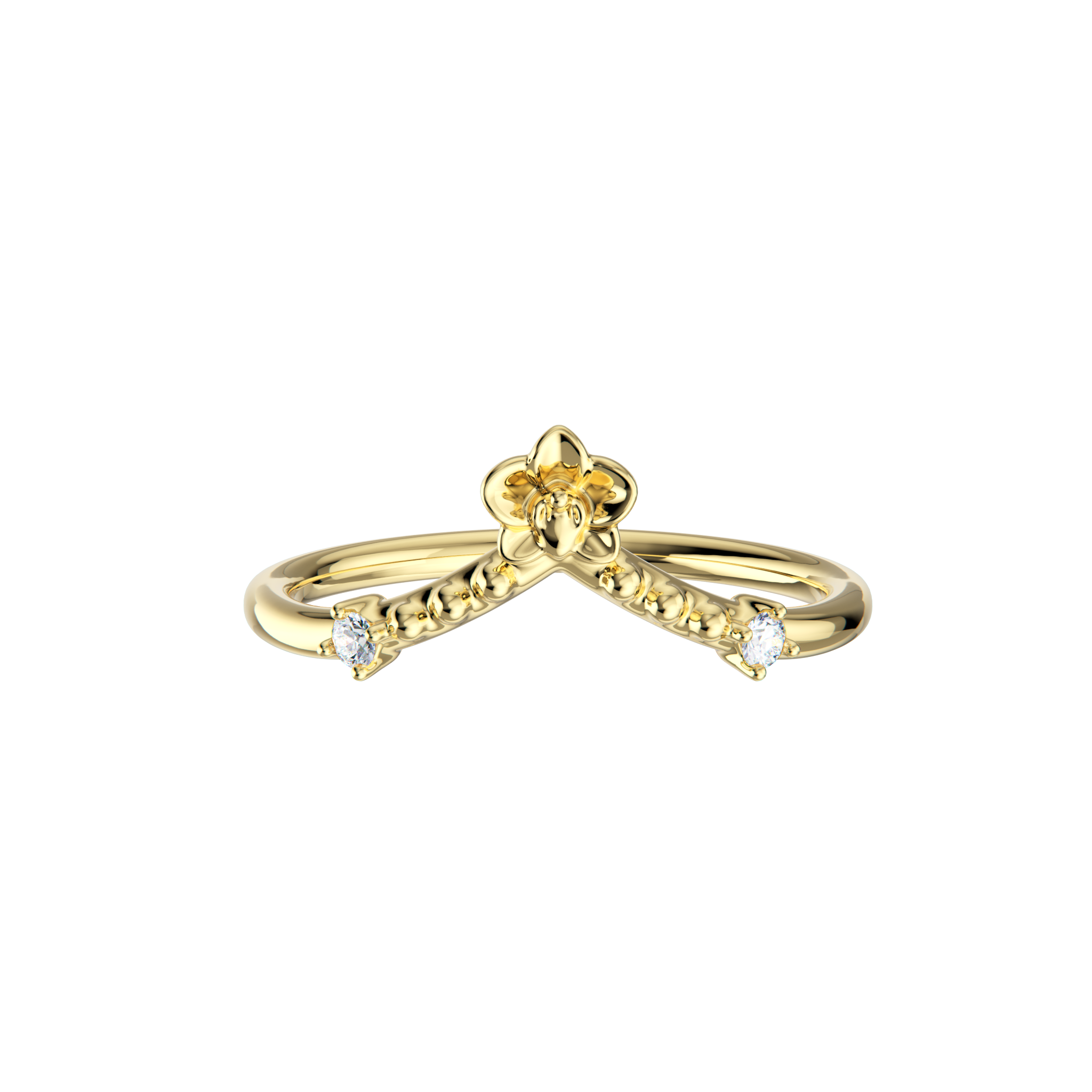 Orchidette Tiara Ring · 14K 옐로 골드 · 링 정면