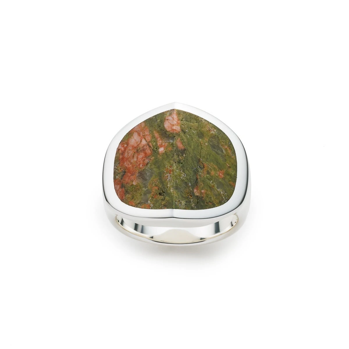 EQUINOX pyramid unakite ring: natural pattern detail